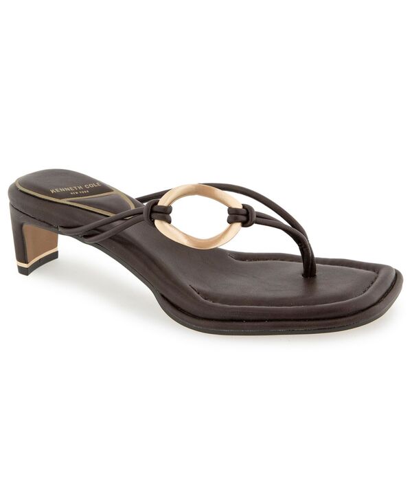 ケネスコール レディース シューズ サンダル 踵 Kenneth Cole New York Women\u0027s Madrid Kitten Heel Thong Sandals Chocolate 黒茶