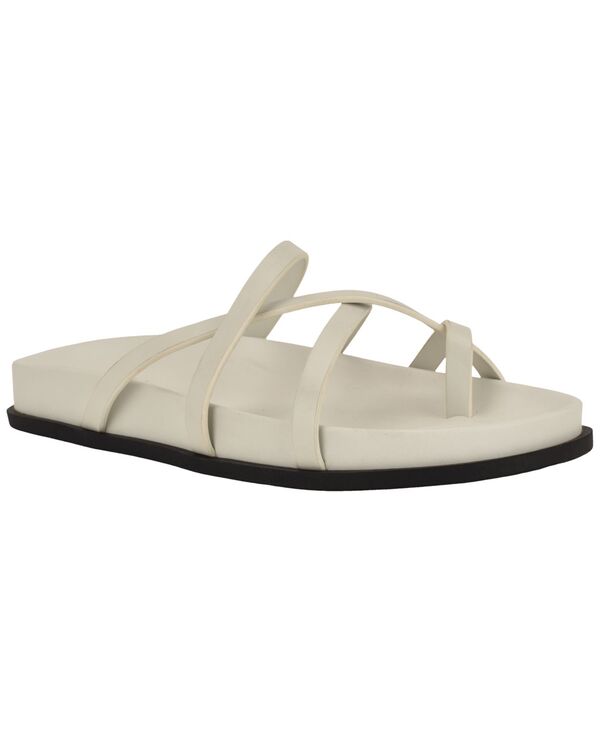 カルバンクライン レディース シューズ サンダル なめし革 Calvin Klein Women\u0027s Helden Leather Strappy Flat Footbed Sandals Ivory Leather 象牙色