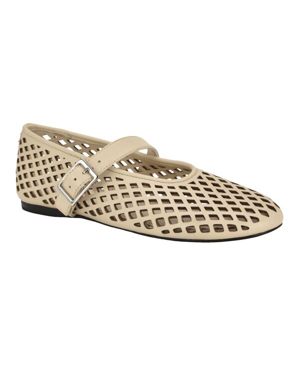 カルバンクライン レディース シューズ パンプス なめし革 Calvin Klein Women\u0027s Lauria Leather Mary Jane Ballet Flats Ivory Leather 象牙色