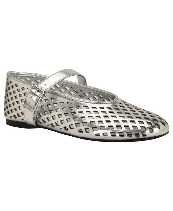 カルバンクライン レディース シューズ パンプス なめし革 Calvin Klein Women\u0027s Lauria Leather Mary Jane Ballet Flatsilver Leather しろがね色