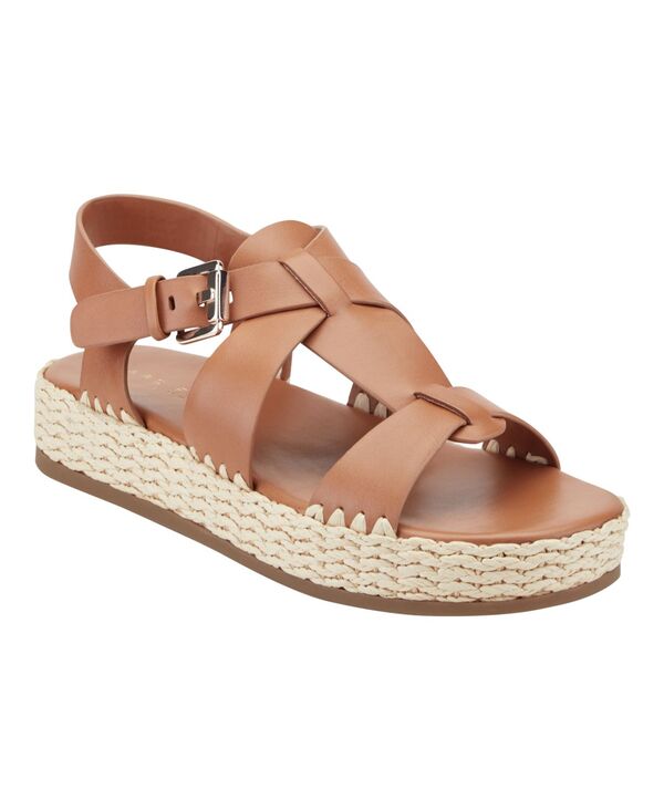 目じるし・フィッシャー レディース シューズ サンダル プラットホーム Marc Fisher LTD Women\u0027s Elissa Fisherman Flat Platform Sandals Cognac Leather