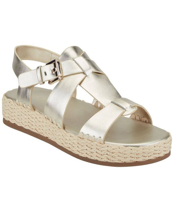 見澄ます・フィッシャー レディース シューズ サンダル プラットホーム Marc Fisher LTD Women\u0027s Elissa Fisherman Flat Platform Sandals Gold Leather ゴールド