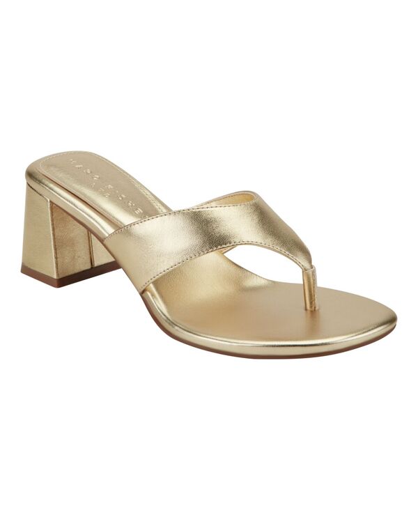 目じるし・フィッシャー レディース シューズ サンダル なめし革 踵 Marc Fisher LTD Women\u0027s Arcee Leather Block Heel Dressandals Gold Leather ゴールド