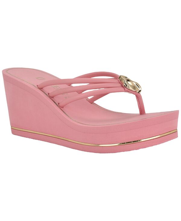 ゲス レディース シューズ サンダル プラットホーム GUESS Women\u0027sabrie Ornamented Platform Thong Wedge Sandal Pink さくら色