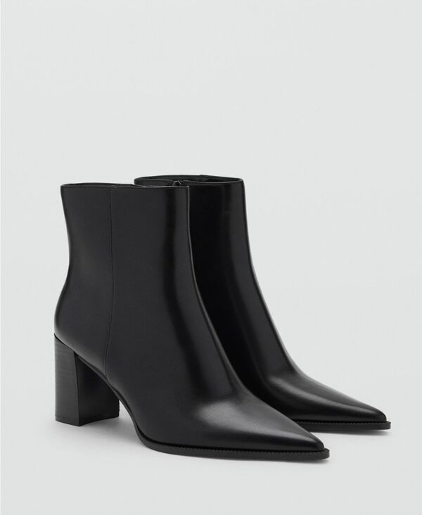 マンゴ レディース シューズ ブーツ・レインブーツ アンクル 踵 MANGO Women\u0027s Block Heel Ankle Boots Black 黒いこと