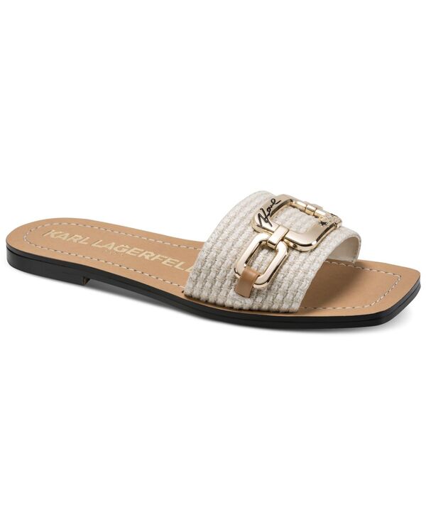 長い巻き毛 ラガーフェルド レディース シューズ サンダル KARLAGERFELD PARIS Women\u0027s Marzella Slide Flat Sandals Cream 皮膚軟化剤