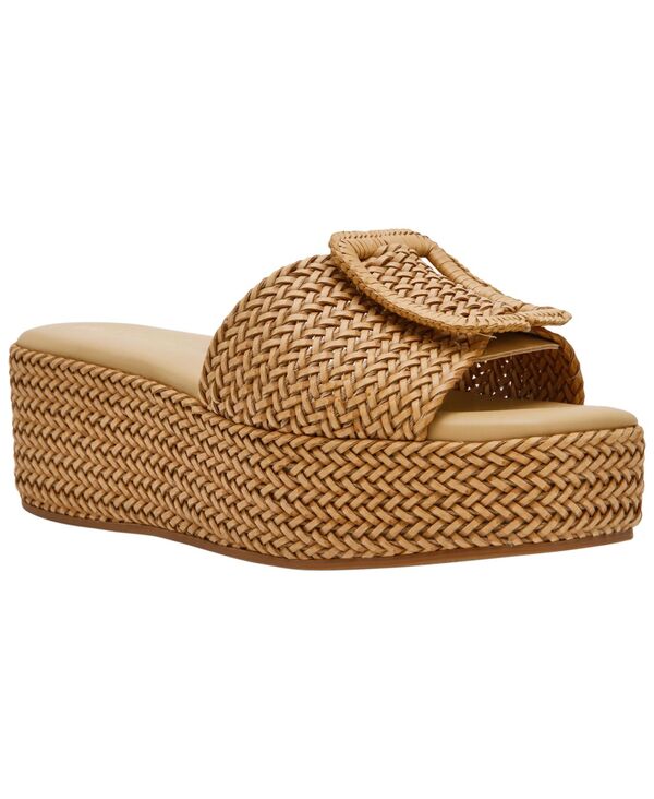 アンクライン レディース シューズ サンダル プラットホーム Anne Klein Women\u0027s Lanai Buckle Slide Platform Wedge Sandals Natural Raffia