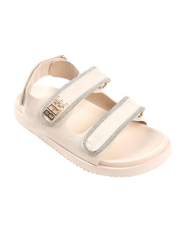 ベベ レディース シューズ サンダル ロゴタイプ Women\u0027sandal with Rhinestone Rope Binding and bebe Logo Rivet Detail Sandals Nude
