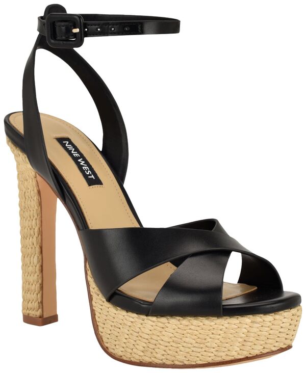 ナインウェスト レディース シューズ サンダル プラットホーム 踵 Nine West Women\u0027s Weston Criss-Cross High Block Heel Platform Sandals Black 黒いこと