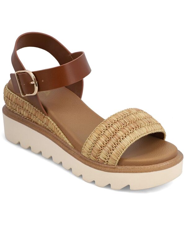 ミア レディース シューズ サンダル プラットホーム MIA Women\u0027s Odalys Raffia Platform Wedge Sandals Cognac/Light Natural