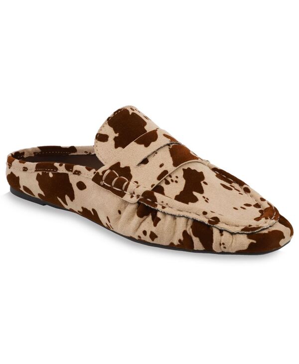 ミア レディース シューズ パンプス 置き目毛皮 MIA Women\u0027s Bridgetta Penny Loafer Flat Mules Brown Cow 赤銅色
