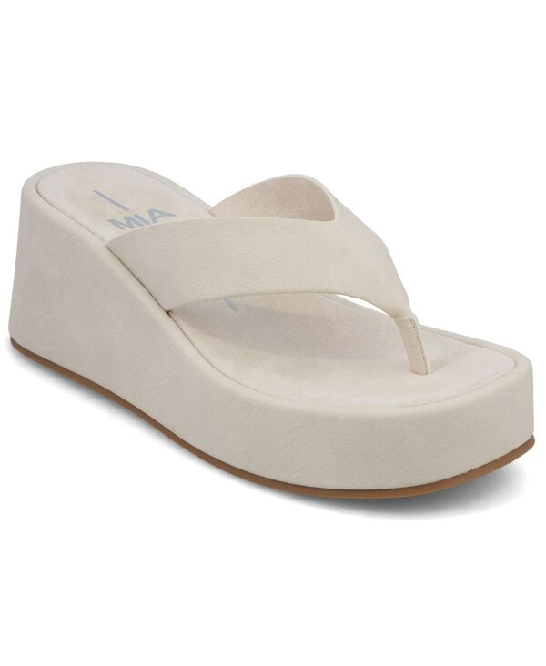 ミア レディース シューズ サンダル プラットホーム MIA Women\u0027s Niccola Platform Wedge Thong Sandals Ecru エクリュ
