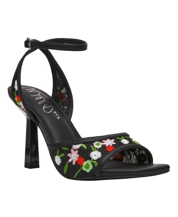 ワイルド 好一対 レディース シューズ サンダル 刺しゅう 踵 Wild Pair Erynn Dress Embroidered Higheel Sandals Black Floral Mesh 黒いこと
