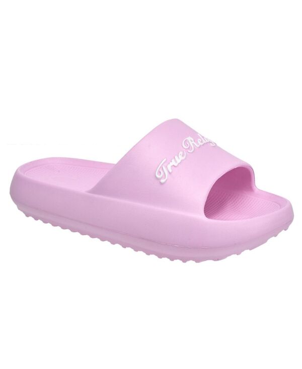 トゥルーレリジョン レディース シューズ サンダル ロゴタイプ True Religion Women\u0027s Foxy Logo Slide Pink さくら色