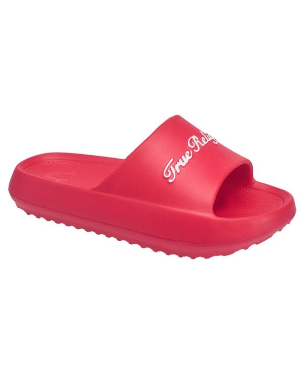 トゥルーレリジョン レディース シューズ サンダル ロゴタイプ True Religion Women\u0027s Foxy Logo Slide Red 赤いこと