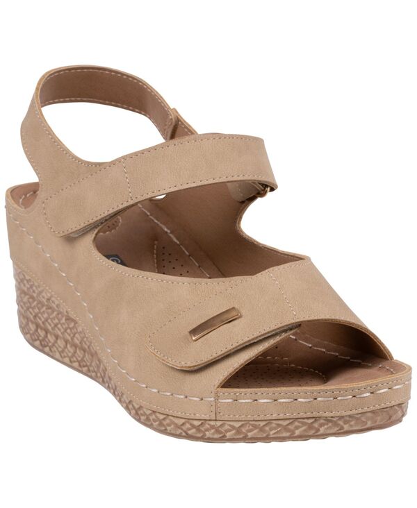 ジーシーシューズ レディース サンダル GC Shoes Women\u0027s Keltie Double Strap Wedge Sandals Gold ゴールド