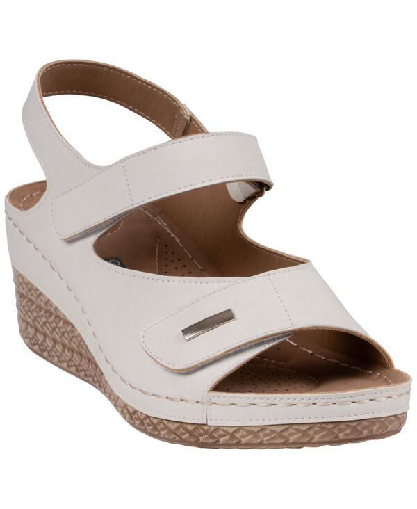 ジーシーシューズ レディース サンダル GC Shoes Women\u0027s Keltie Double Strap Wedge Sandals White 白いこと