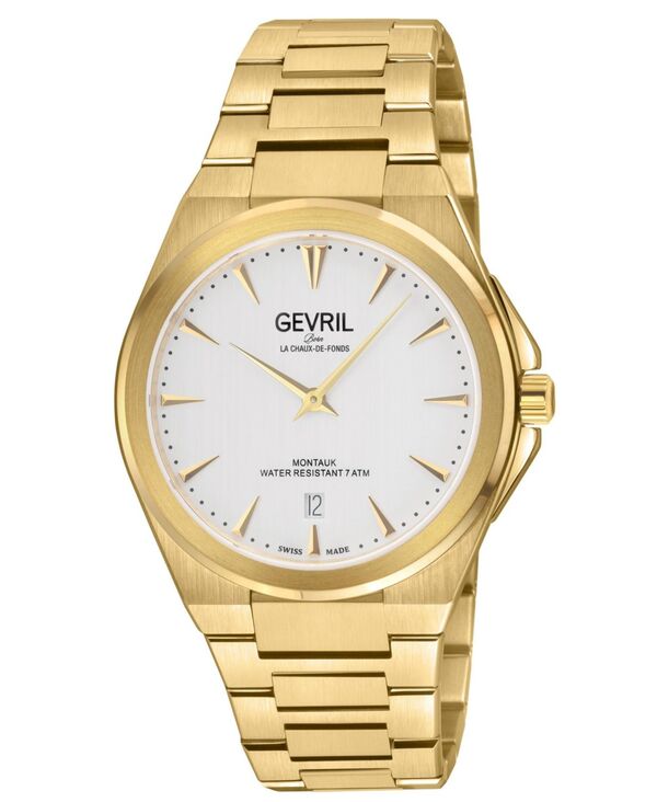 ジェビル メンズ 付属物 ウオッチ Gevril Men\u0027s Montauk Swiss Quartz IP Gold Bracelet Watch Gold ゴールド