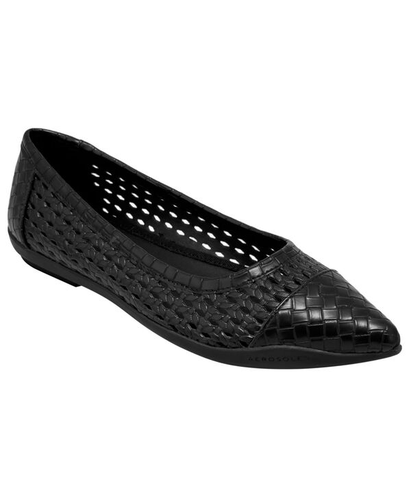 エアロソールズ レディース シューズ スリッポン・ローファー Aerosoles Women\u0027s Dala Slip-On Ballet Flats Black Faux Open Weave 黒いこと