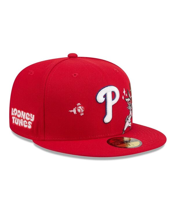 ニュー内鰓 メンズ 添え物 かぶり笠 New Era Men\u0027s Red Philadelphia Phillies Looney Tunes Bugs Bunny 59FIFTY Fitted Hat Red 赤いこと