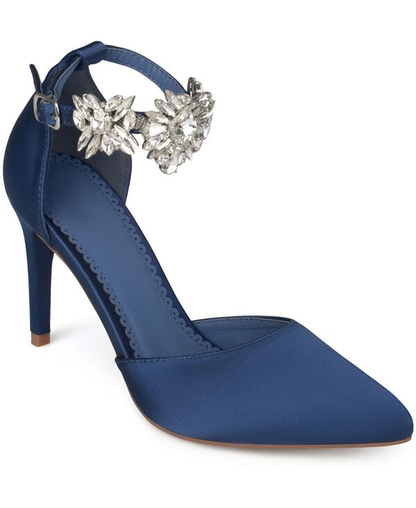 ジュルネ 寄せあわせ レディース シューズ パンプス 踵 Journee Collection Women\u0027s Loxley Rhinestone Heels Navy 米国海軍