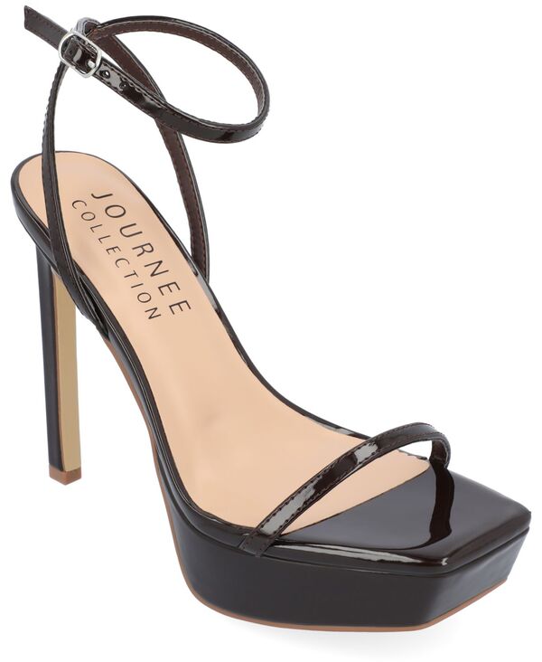 ジュルネ 寄せあわせ レディース シューズ サンダル プラットホーム Journee Collection Women\u0027s Telilah Platform Stiletto Dressandals Brown 赤銅色