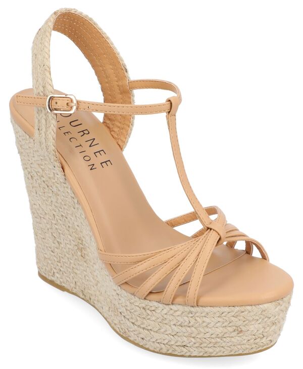 ジュルネ 寄せあわせ レディース シューズ サンダル プラットホーム Journee Collection Women\u0027s Yara Platform Wedge Sandals Brown 赤銅色
