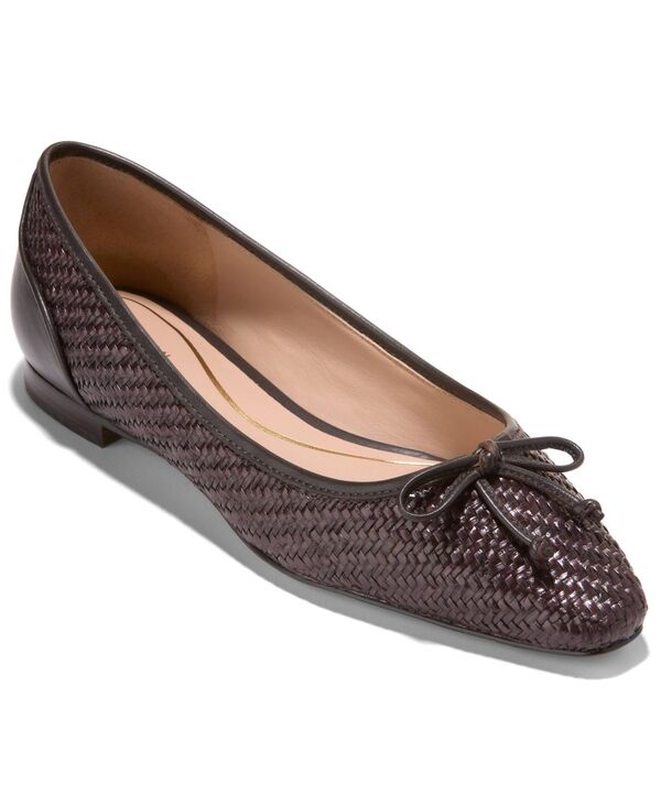 電話を掛けるハーン レディース シューズ パンプス Cole Haan Women\u0027s Paget Ballet Flats Dark Chocolate Raffia 黒茶