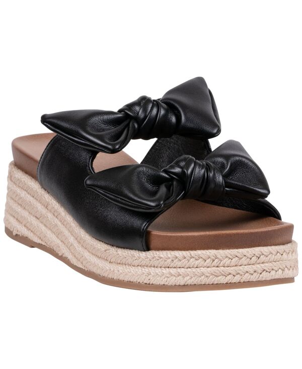 ジーシーシューズ レディース サンダル GC Shoes Women\u0027s Cosmos Double Bow Espadrille Wedge Sandals Black 黒いこと