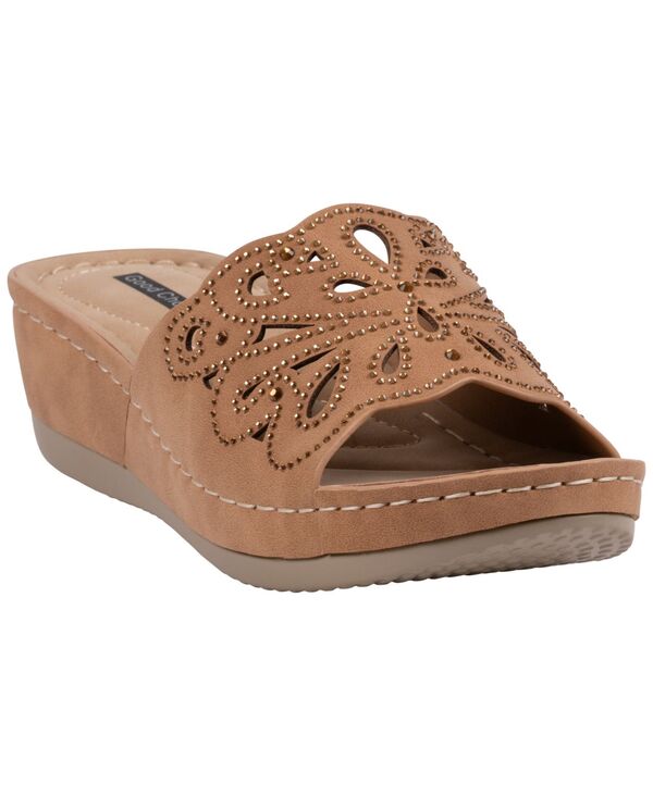 ジーシーシューズ レディース サンダル GC Shoes Women\u0027s Izzy Embellished Wedge Sandals Tan タン