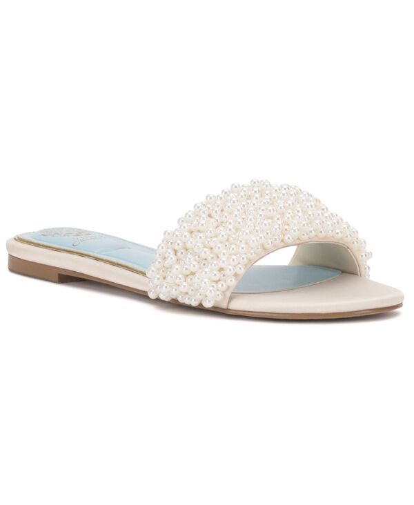 ヴィンスカムート レディース シューズ サンダル Vince Camuto Women\u0027s Balea Beaded Flat Slide Sandals Milk Satin