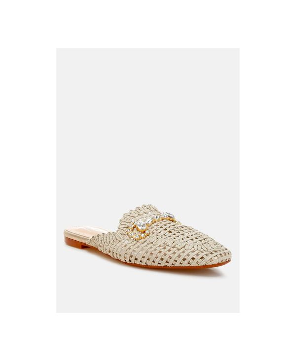ロンドンラグ レディース シューズ パンプス トール London Rag Womens Roboma Metallic Woven Diamante Mules Light Beige ベージュ