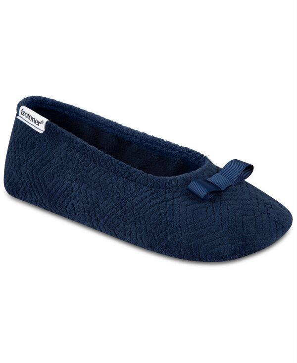 アイソトナー レディース シューズ サンダル パイル Isotoner Signature Women\u0027s Microterry Gemma Pillowstep Ballerina Slippers Navy 米国海軍
