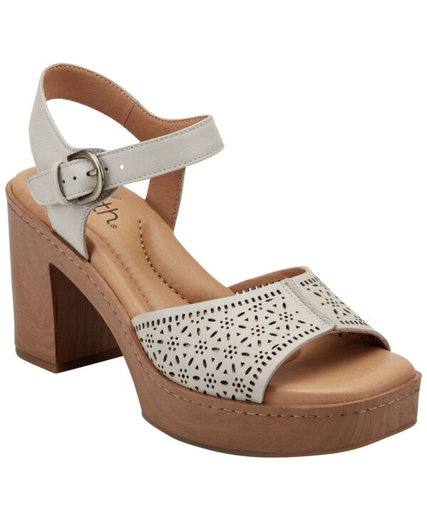 地びた レディース シューズ サンダル プラットホーム なめし革 踵 Earth Women\u0027s Quinty Leather Platform Block Heel Dressandals Bone Leather