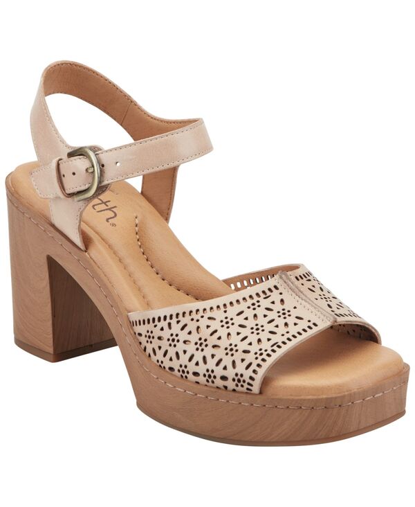 地びた レディース シューズ サンダル プラットホーム なめし革 踵 Earth Women\u0027s Quinty Leather Platform Block Heel Dressandalsand Leather 砂子