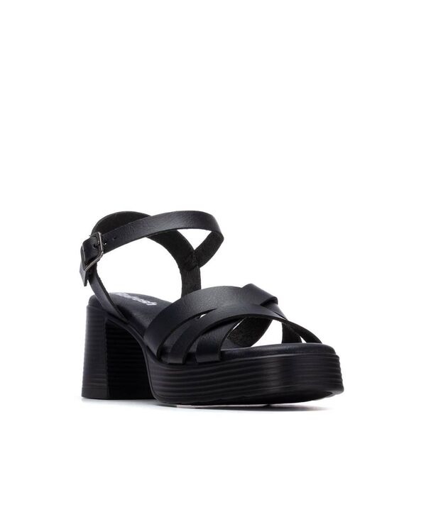 キシ引き分け レディース シューズ サンダル 踵 XTI Women\u0027s Refresh Collection Block Heel Strappy Sandals Black 黒いこと