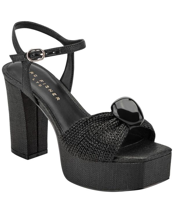 マーク・フィッシャー レディース シューズ サンダル プラットフォーム ヒール Marc Fisher LTD Women's Candey Ornamented Block Heel Platform Sandals Black ブラック｜ReVida 店