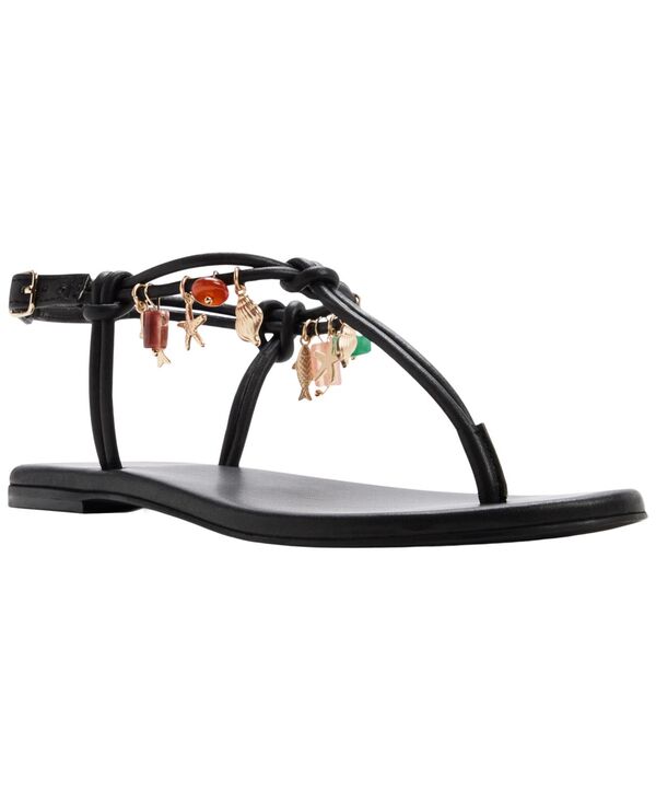 アルド レディース シューズ サンダル ALDO Women\u0027seajewels T-Strap Round Toe Flat Sandals Black Smooth/Charmulti 黒いこと