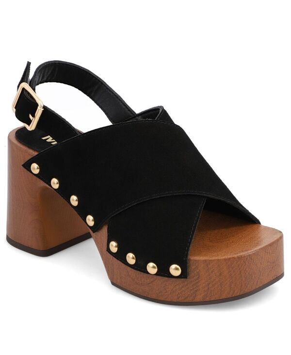 ミア レディース シューズ サンダル プラットホーム MIA Women\u0027s Eudora Studded Crisscross Platform Sandals Black 黒いこと