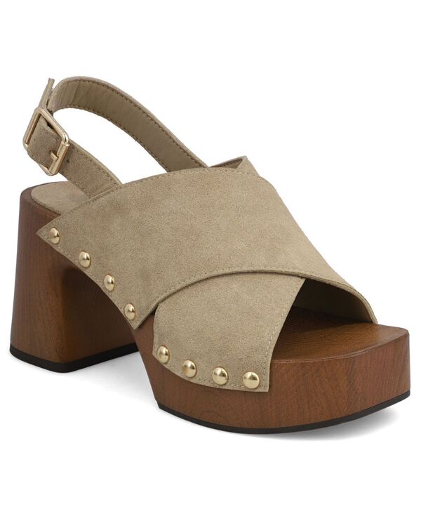 ミア レディース シューズ サンダル プラットホーム MIA Women\u0027s Eudora Studded Crisscross Platform Sandalsand 砂子