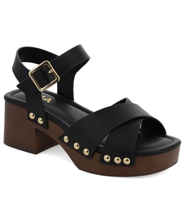 ミア レディース シューズ サンダル プラットホーム MIA Women\u0027s Finna Studded Platform Sandals Black 黒いこと
