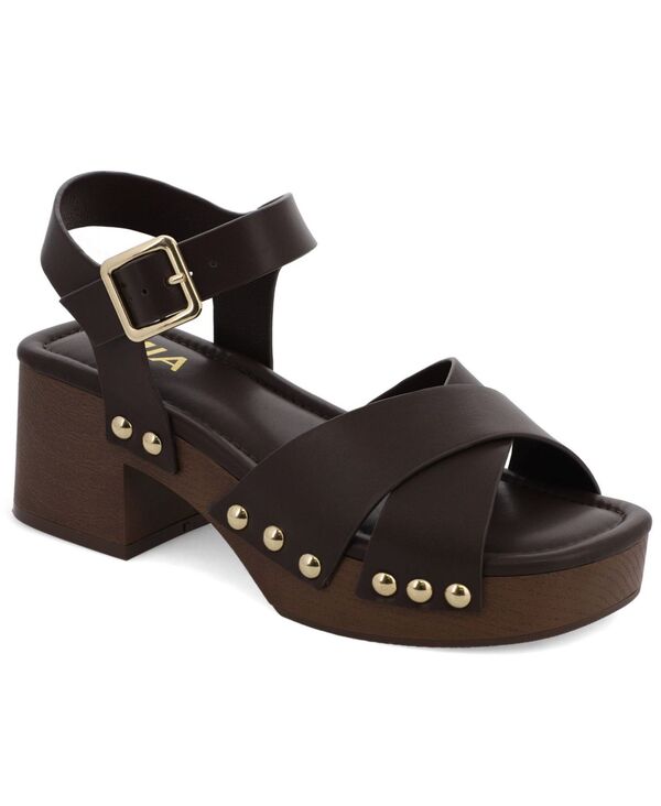 ミア レディース シューズ サンダル プラットホーム MIA Women\u0027s Finna Studded Platform Sandals Chocolate 黒茶