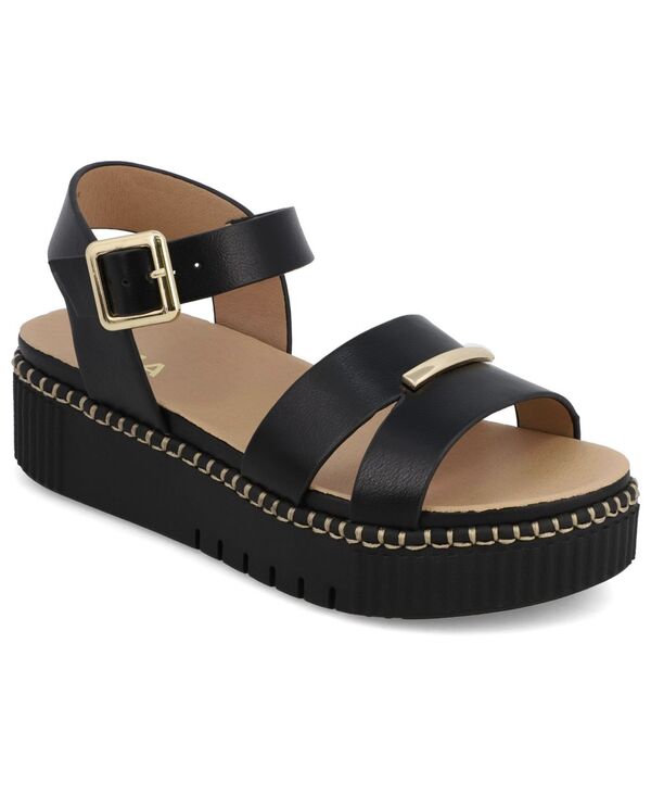 ミア レディース シューズ サンダル アンクル MIA Women\u0027s Jacklyn Ankle Strap Flatform Casual Sandals Black 黒いこと
