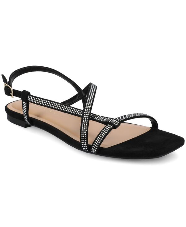ジュルネ 寄せあわせ レディース シューズ サンダル Journee Collection Women\u0027s Francistrappy Glitter Flat Sandals Black 黒いこと