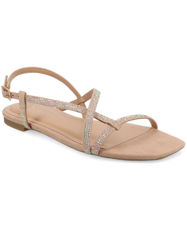 ジュルネ 寄せあわせ レディース シューズ サンダル Journee Collection Women\u0027s Francistrappy Glitter Flat Sandals Bone