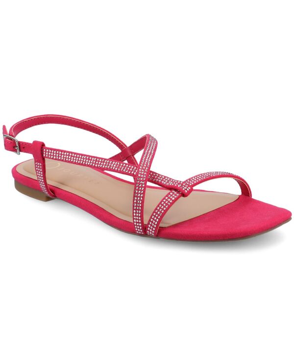 ジュルネ 寄せあわせ レディース シューズ サンダル Journee Collection Women\u0027s Francistrappy Glitter Flat Sandals Fuchsia フューシャ