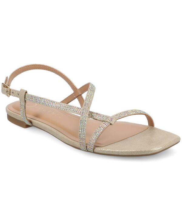ジュルネ 寄せあわせ レディース シューズ サンダル Journee Collection Women\u0027s Francistrappy Glitter Flat Sandals Gold ゴールド