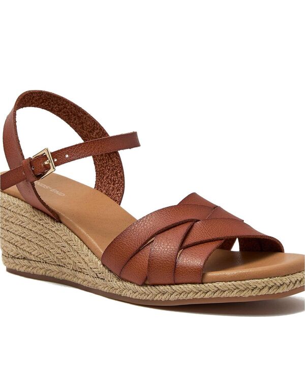 ランズ挙げ句の果て レディース シューズ サンダル Lands\u0027 End Women\u0027s Espadrille Wedge Sandals Cognac