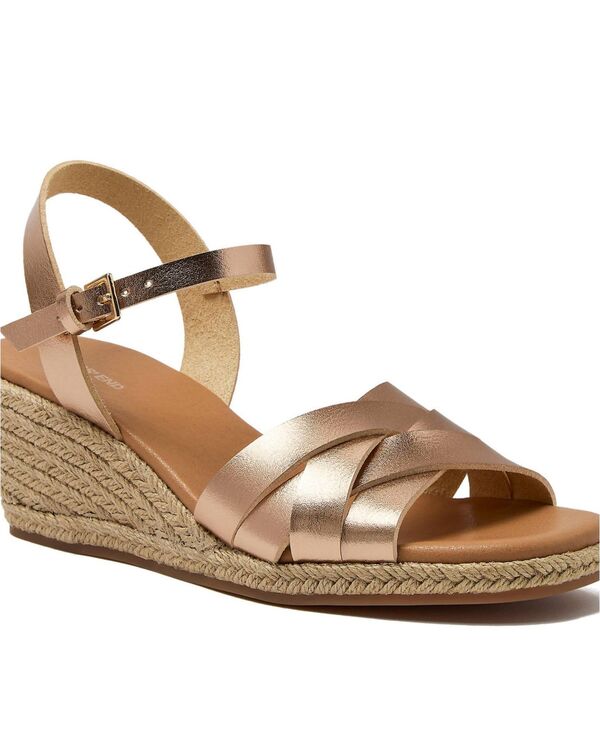 ランズ挙げ句の果て レディース シューズ サンダル Lands\u0027 End Women\u0027s Espadrille Wedge Sandals Rose gold ゴールド