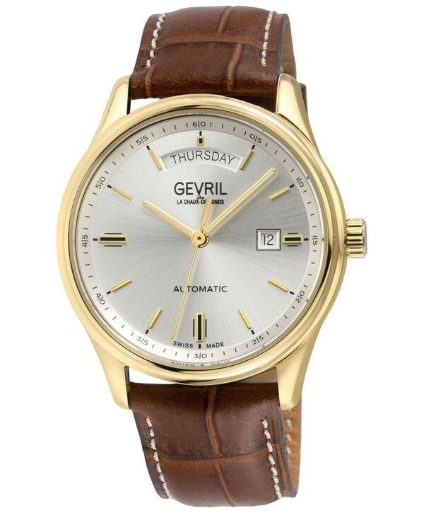 ジェビル メンズ アクセサリー 腕時計 レザー Gevril Men's Excelsior Swiss Automatic Italian Leather Strap Watch No Color|ReVida 店